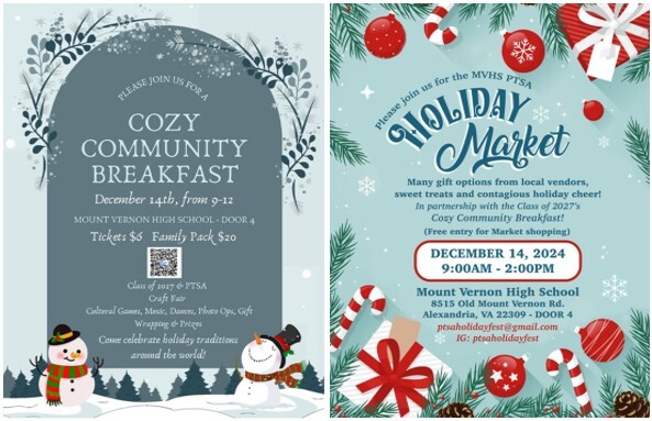 Mount Vernon HS Holiday Events Flyer