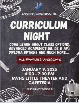 Mount Vernon HS Curriculum Night Flyer