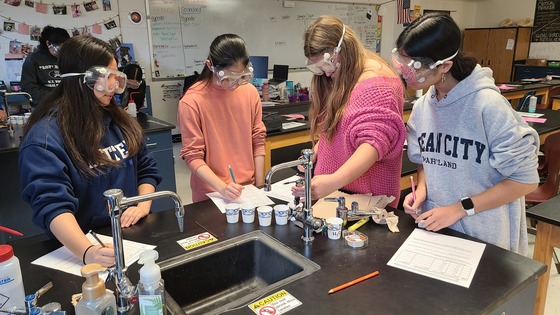 Students testing electrical conductivity to determine bond types