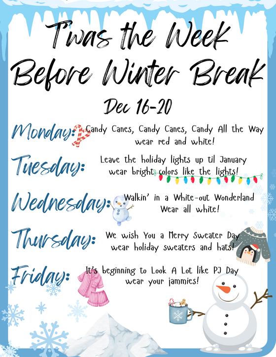 Next week is spirit week and there is a special theme for each day.