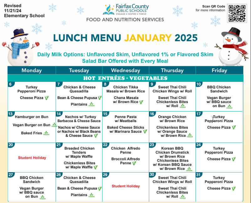 Lunch Menu - January