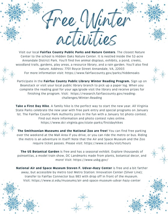 FREE WINTER ACTIVITES