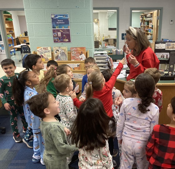 Students hunting for gingerbread girl.