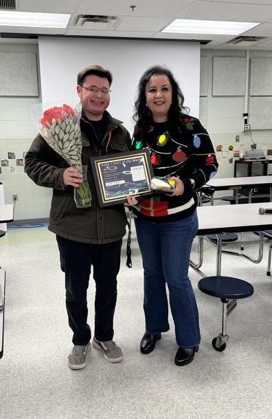 Mr. Secchi and Ms. Iyer pose for FCPS Cares recognition 