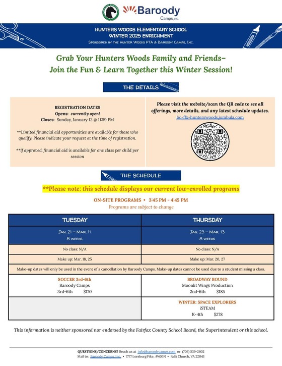 After School Enrichment Updated Flyer