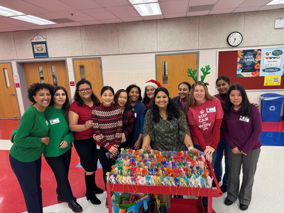 PTSA members with the gift bags they prepared for TJ Staff