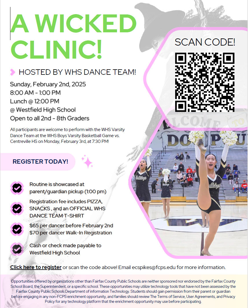 Westfield High School Dance Team Clinic Flyer