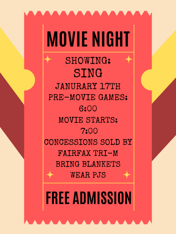 Willow Springs PTA will host a movie night this Friday, January 17th in the cafeteria,