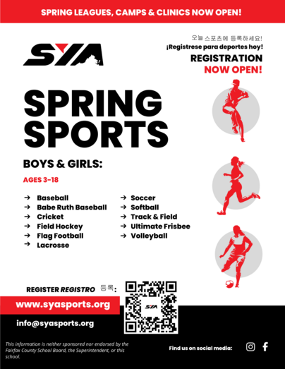 Spring Sports Sign Up with SYA