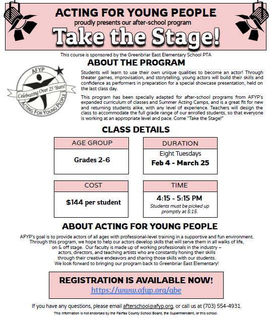 take the stage flyer