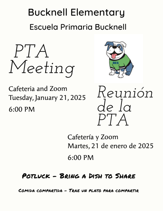 PTA meeting January 21 bulletin 