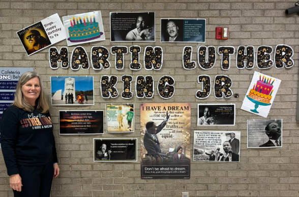 Sherry Watkins with MLK Jr. Bulletin Board