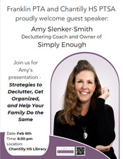 Chantilly HS PTSA Guest speaker flyer on February 6th at 6:30 pm.  Content in body of newsletter