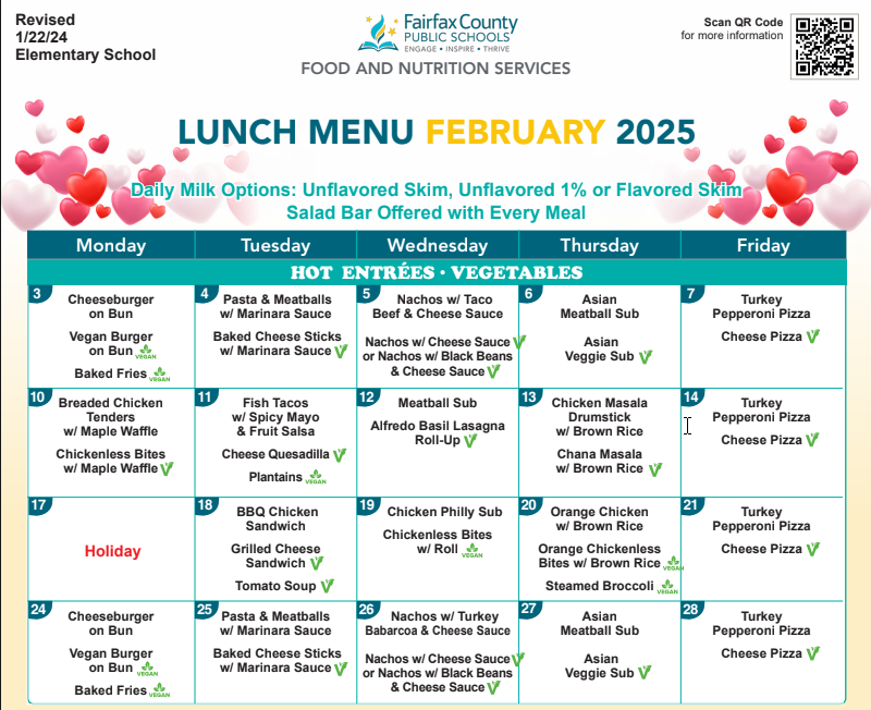 February Lunch Menu