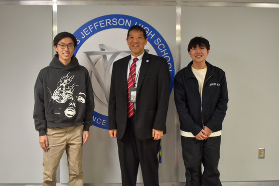 Ray Zhang, Mike Mukai and Jaydon Sun pose for photo