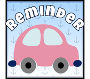 Text says "reminder" with a graphic or a car