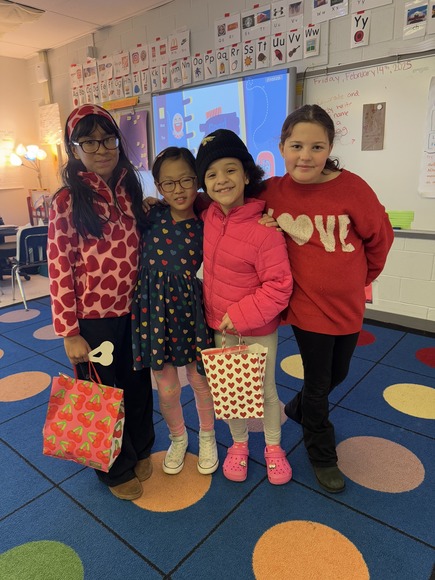 Students dressed red and pink for Valentine's Day 