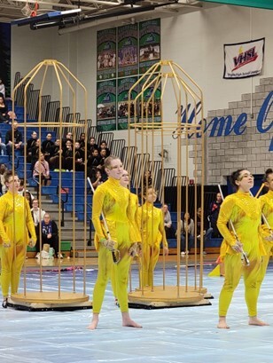 Winter Guard team prepares for their performance to begin
