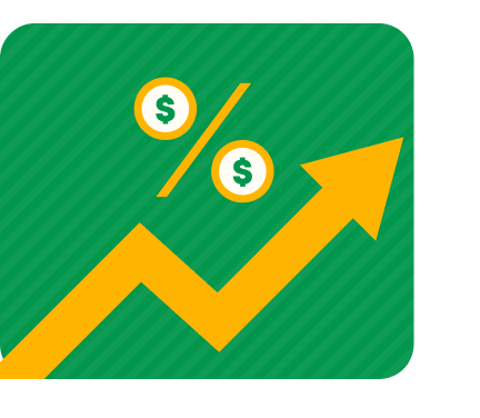 percentage sign with an arrow