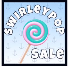 Image of lollipop and image says: Swirleypop Sale