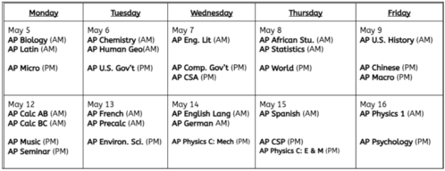 McLean Testing Schedule