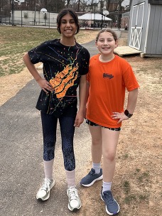 Two girls pose during girls on the run practice