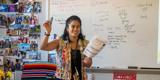 teacher in front of class teaching