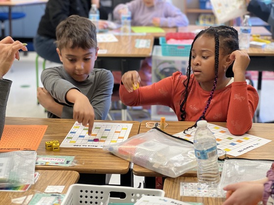 Students play games at math night