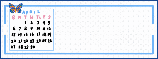 Animated Calendar Reminder Banner with image of april 2025 calendar a butterfly and flowers blooming
