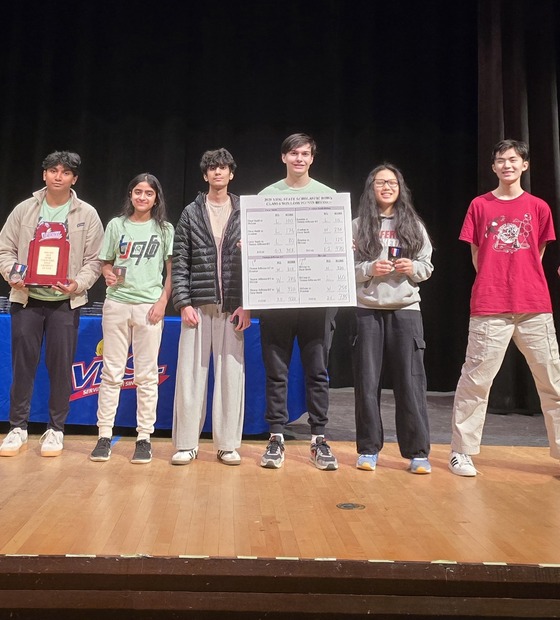 TJ Quiz bowl team with VHSL Scholastic Bowl trophy