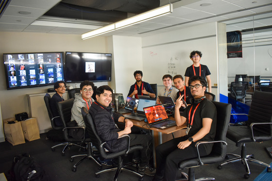 Students working on project at HackTJ