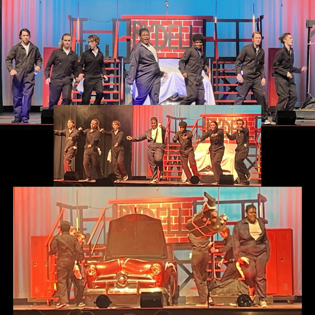 students on stage dancing