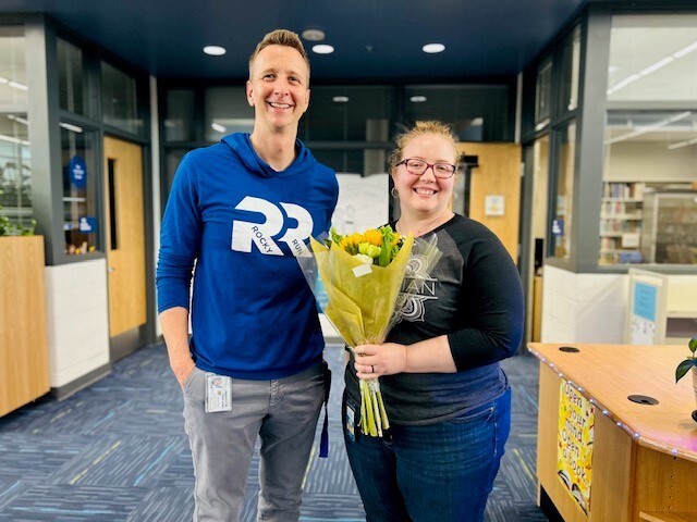 Picture of School Librarian Rachel Grover and Principal Peter Kownacki