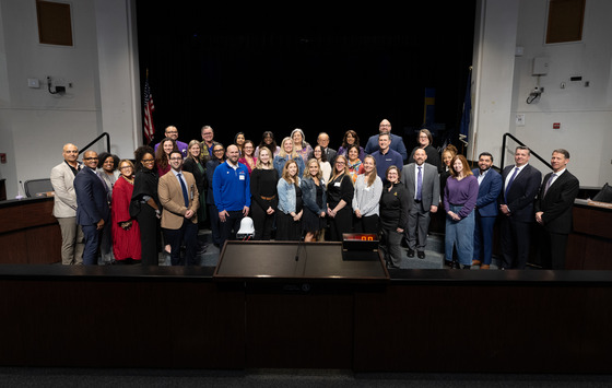 Photograph of National Board Certified Teachers at 4-10-25 School Board meeting
