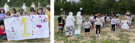 1st grade students at the Pep Rally
