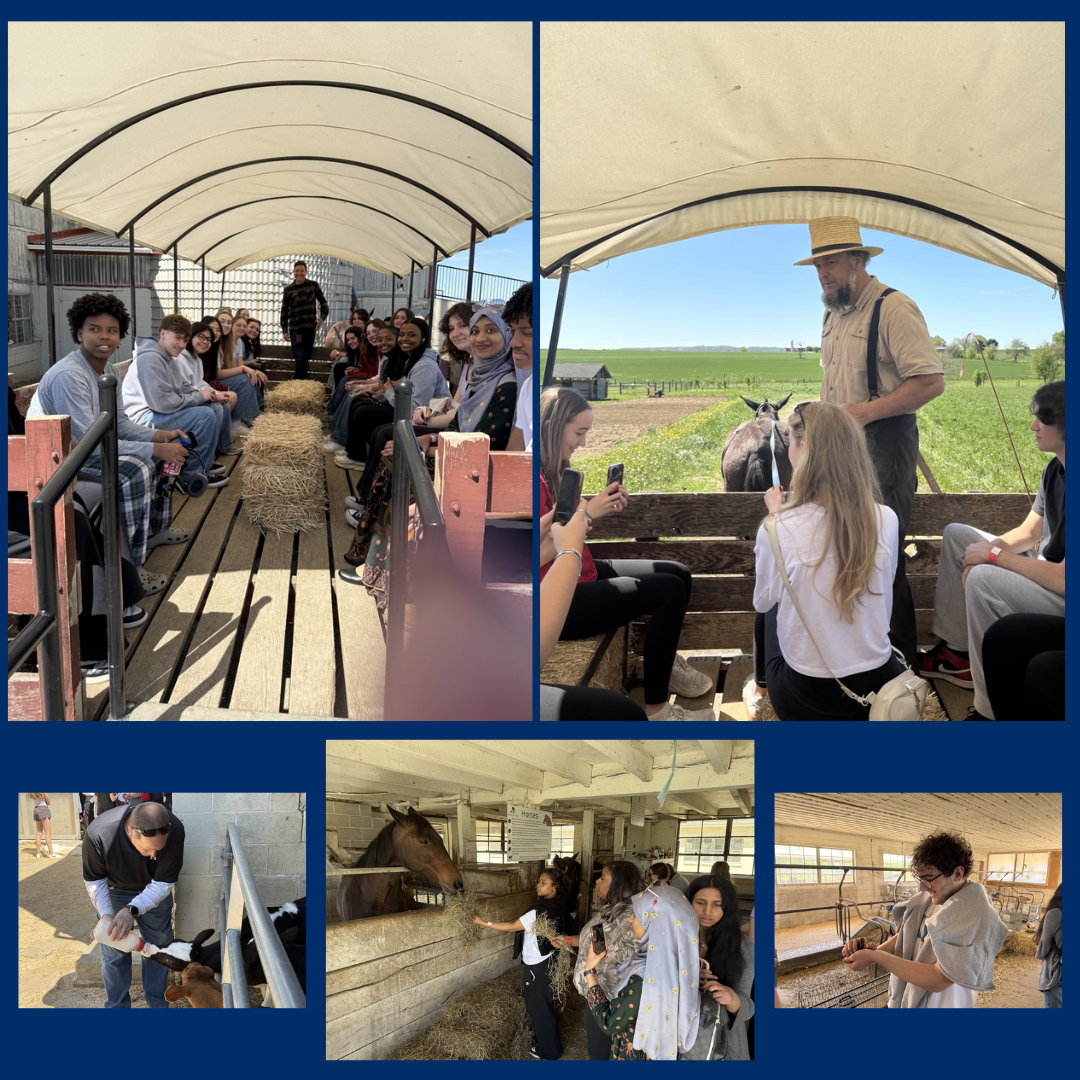 students on a hay ride