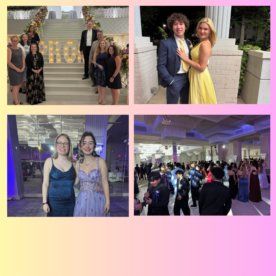 students posing at prom