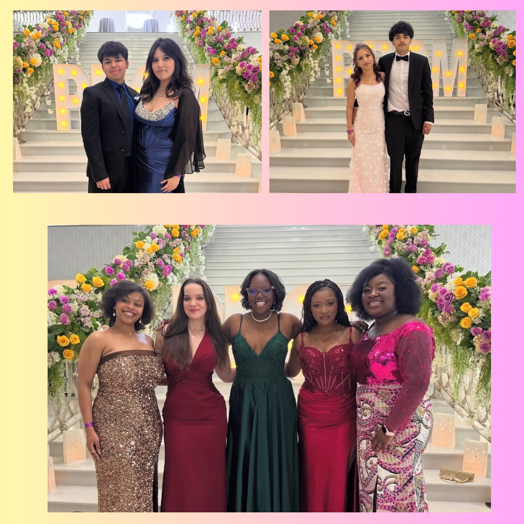 students posing at prom