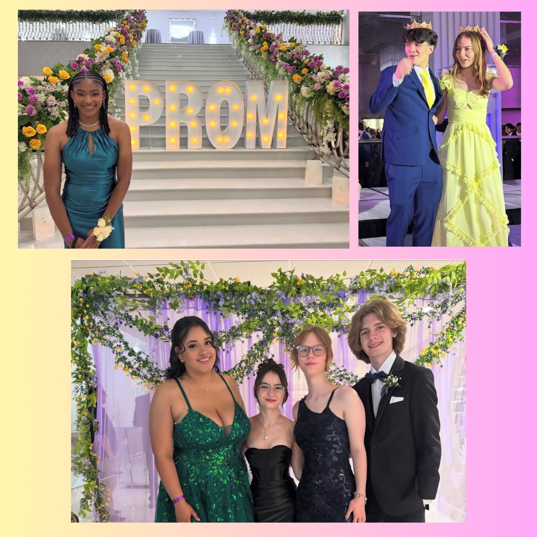 students posing at prom