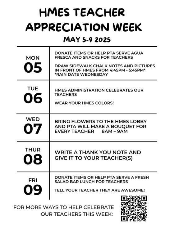HMES Teacher and Staff Appreciation Week