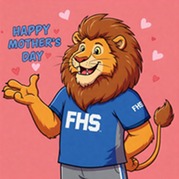 Lion holding a mother's day sign 