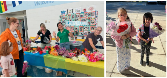 HMES students brought flowers and PTA volunteers made bouquets for our staff.