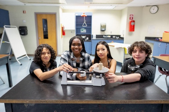students at Whitman Middle School collaborate during a science class