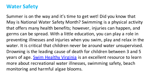 May is Water Safety Month