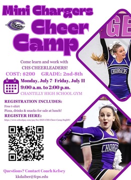 Mini Charger Cheerleader camp flyer