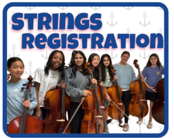 Strings Registration with image of students holding their strings instruments