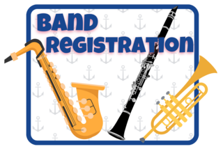 Band Registration with images of a sax, trumpet and clarinet