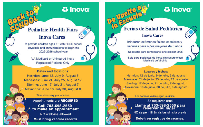 Inova Cares free physicals and immunizations this summer