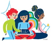 students reading together graphic