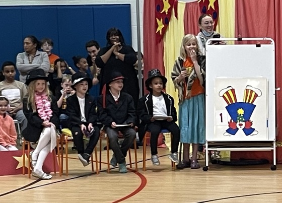 Four student ringmasters (one from each class) introduced the acts